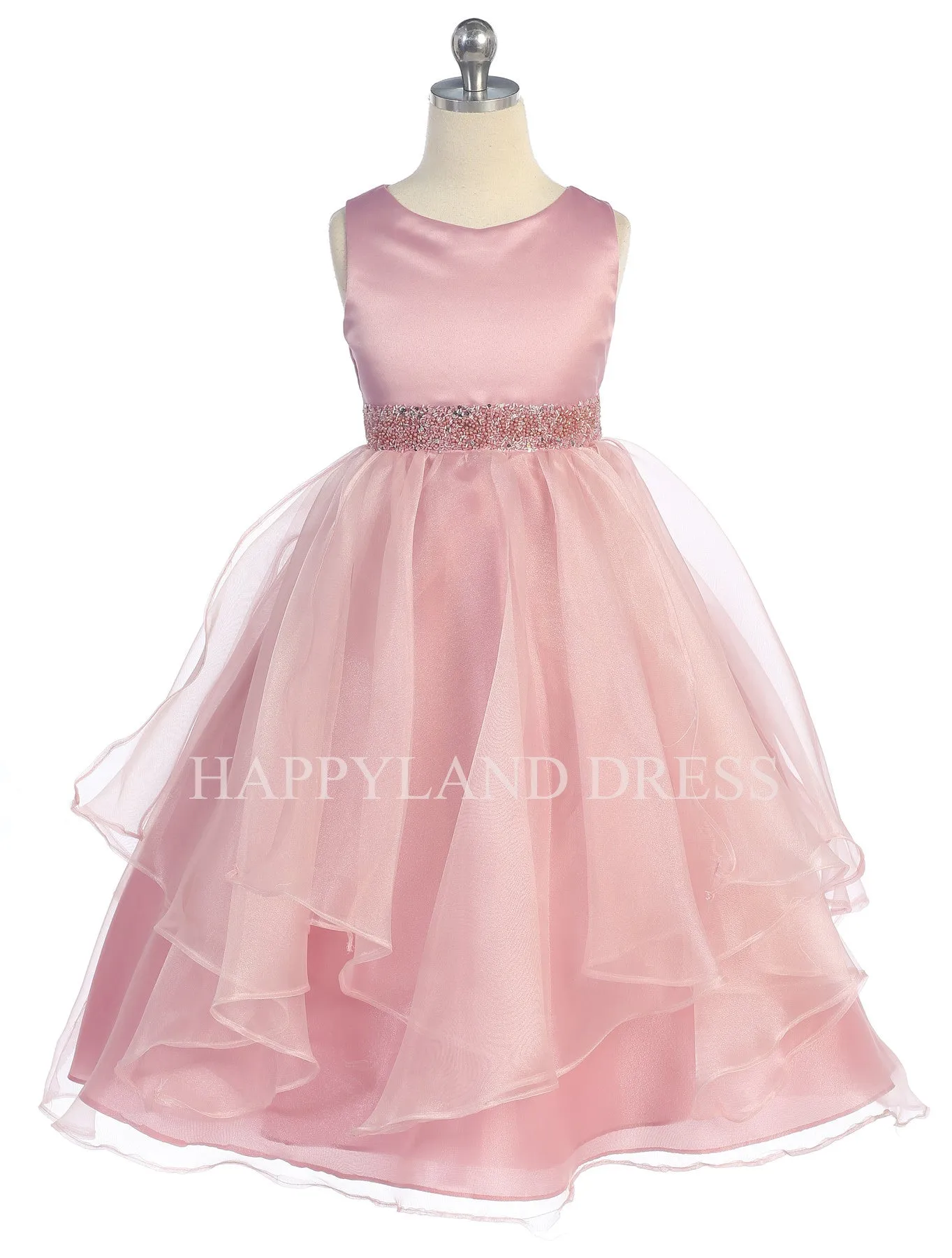 D0302 Satin Bodice Organza Skirt Dress (9 Diff. Colors)