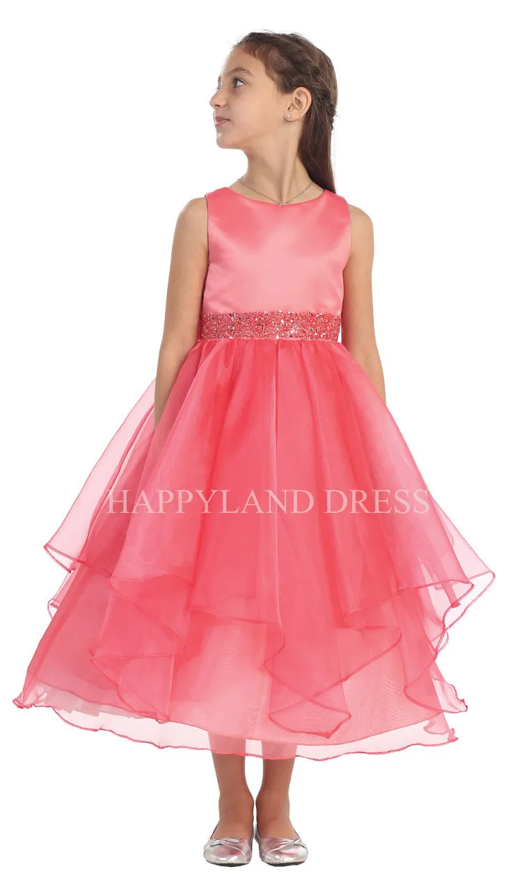 D0302 Satin Bodice Organza Skirt Dress (9 Diff. Colors)