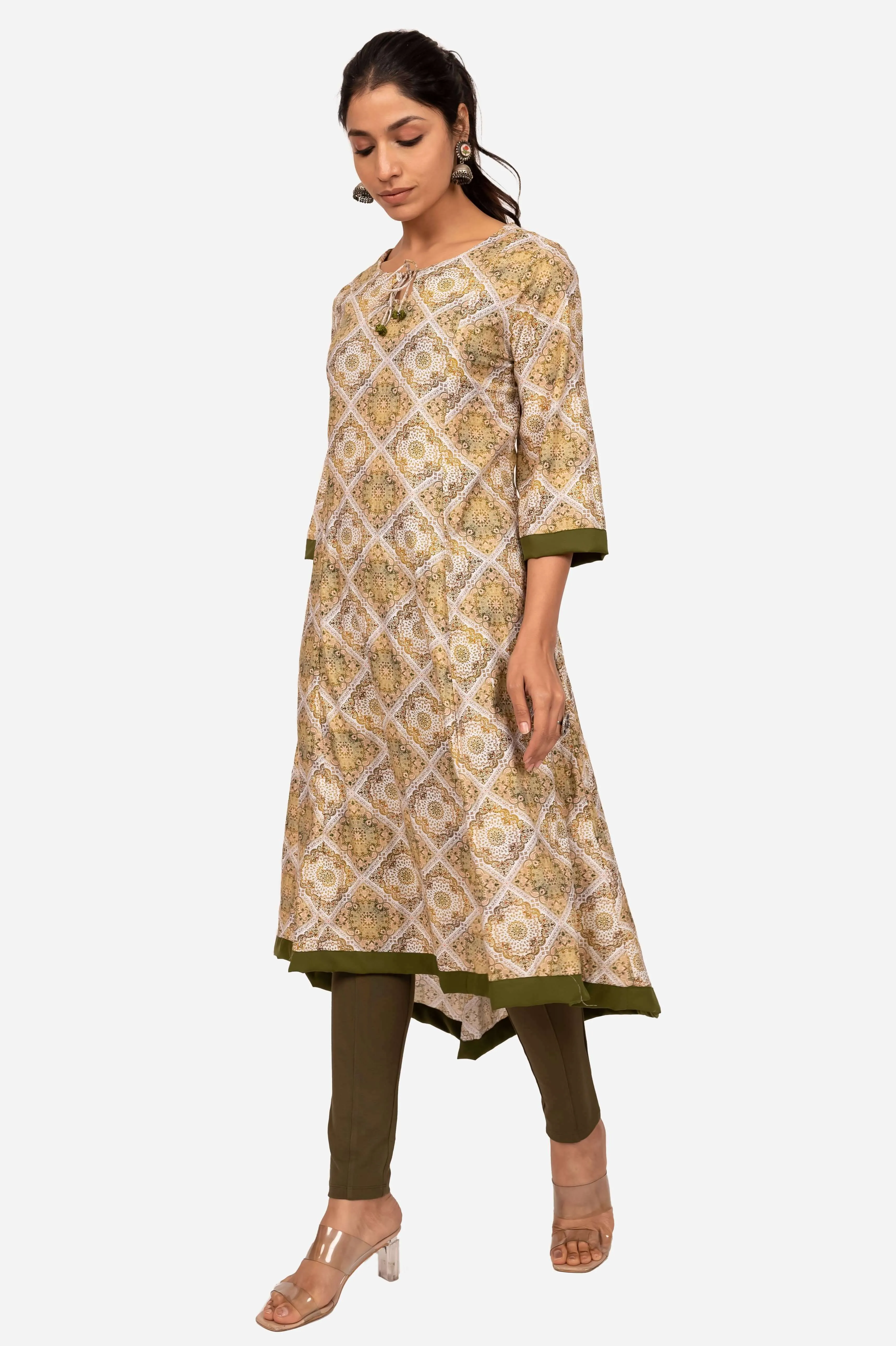 Digital Print A line high low kurta