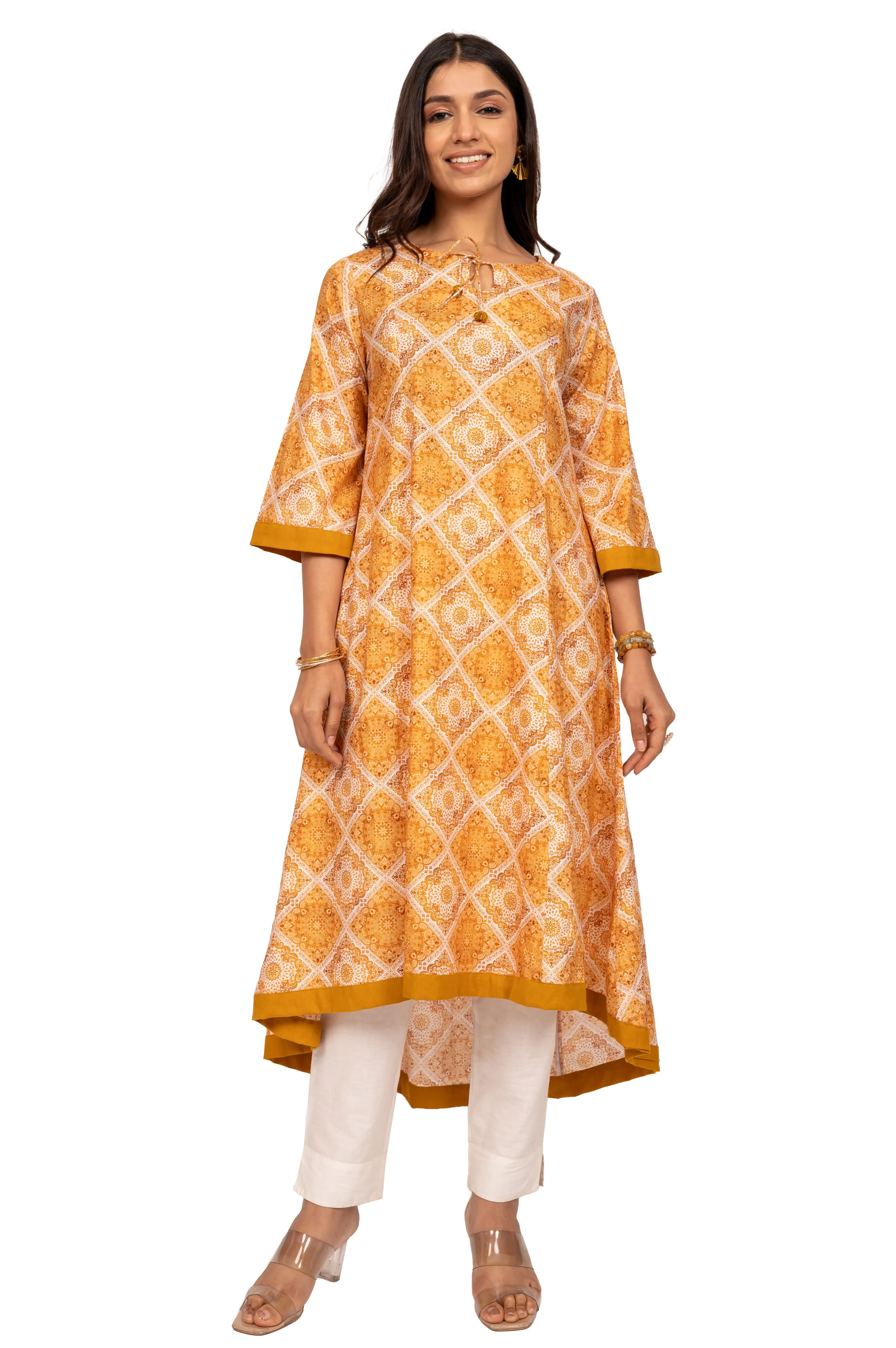 Digital Print A line high low kurta