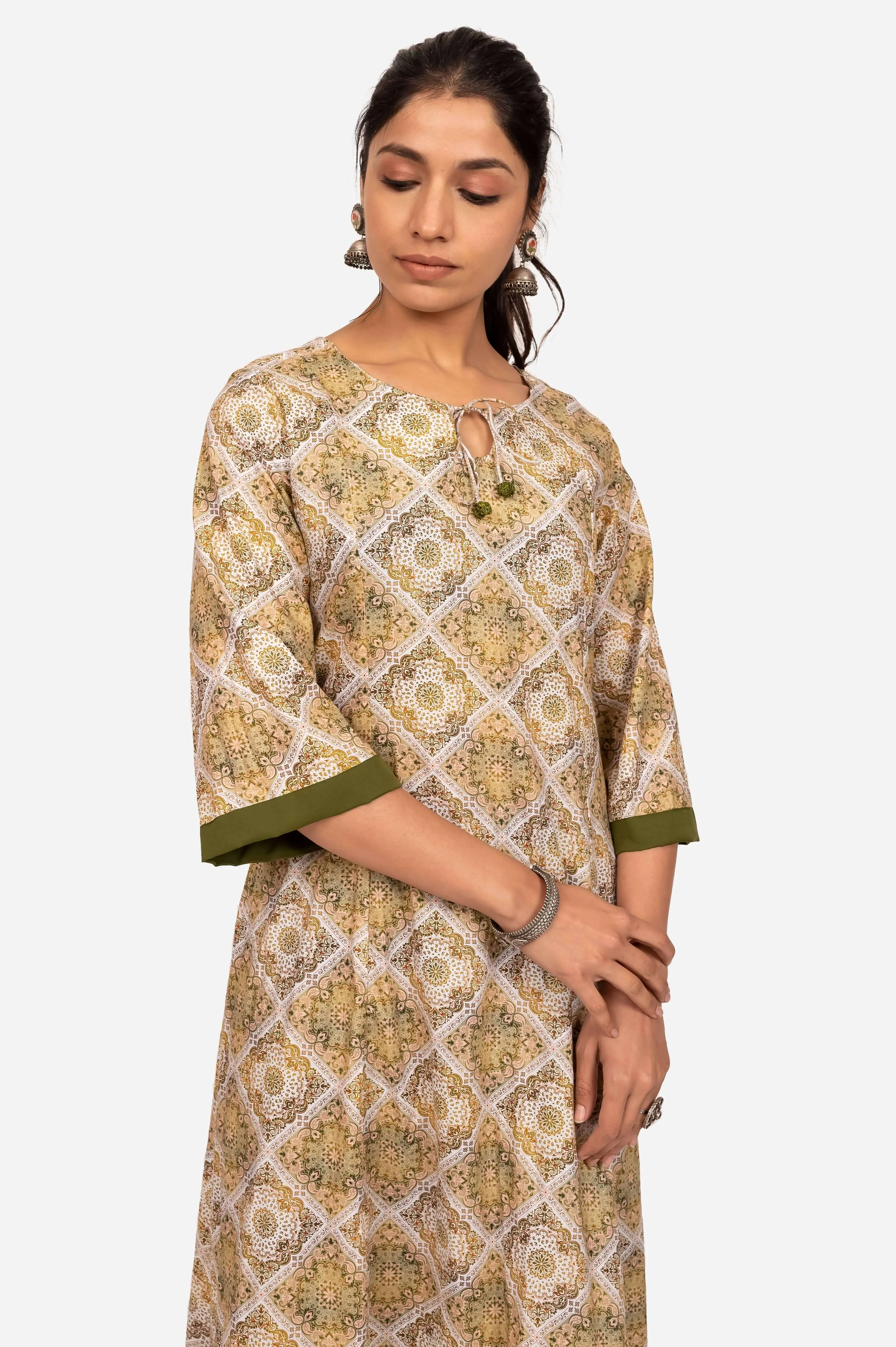 Digital Print A line high low kurta