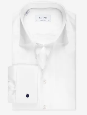 Double Cuff Plain Comtemporary Shirt White