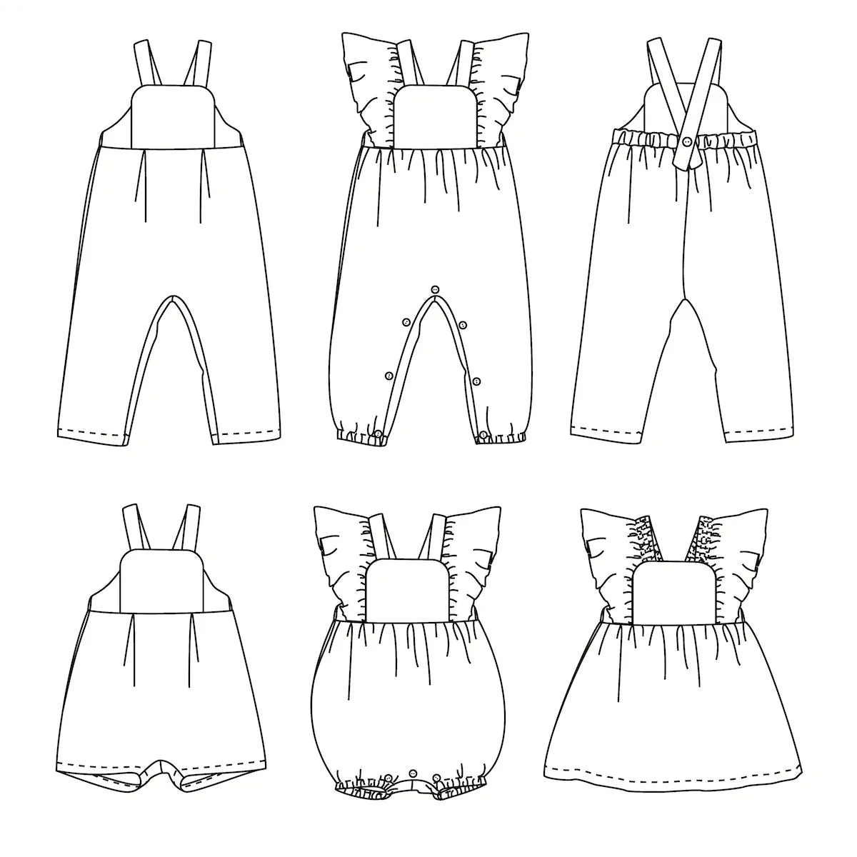 FARO Jumpsuit, romper, and dress - Baby 1M/4Y - Paper Sewing Pattern