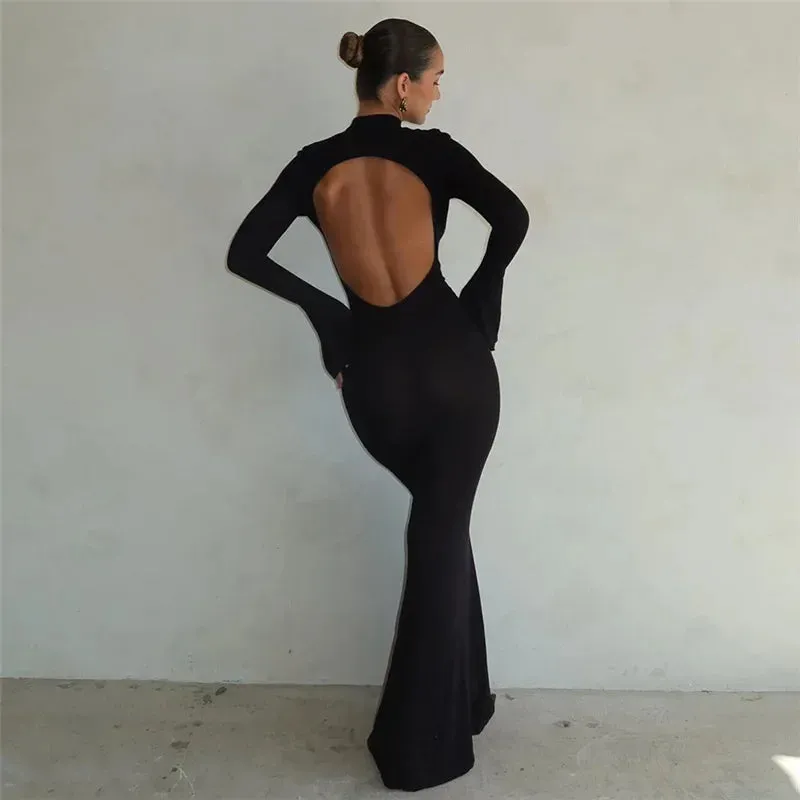 Fashionable Open Back Maxi Dress