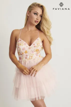 Faviana Floral Tulle Homecoming Dress 11125