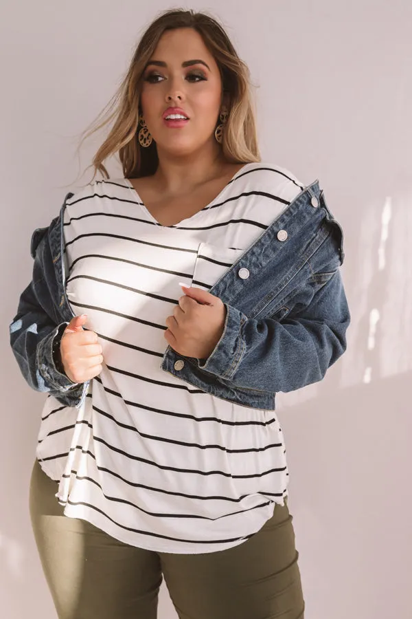 Feeling Fortunate Stripe Shift Tee Curves