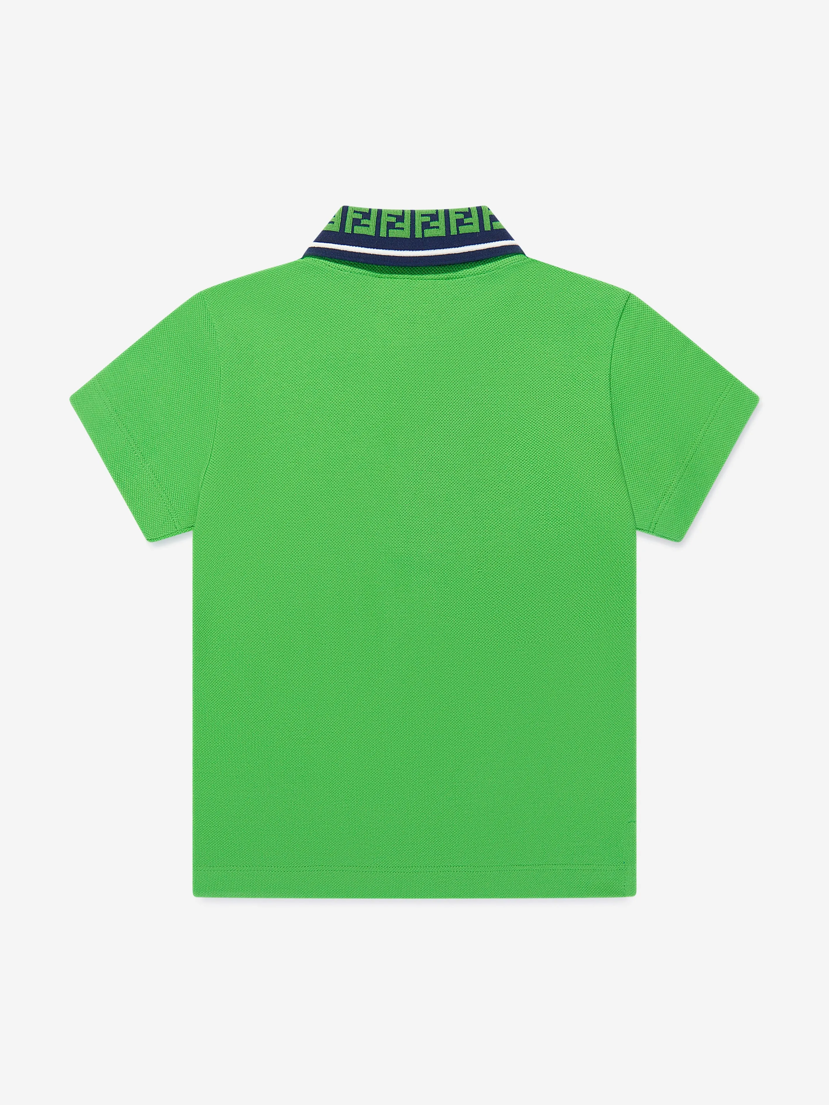 Fendi Boys Logo Polo Shirt in Green