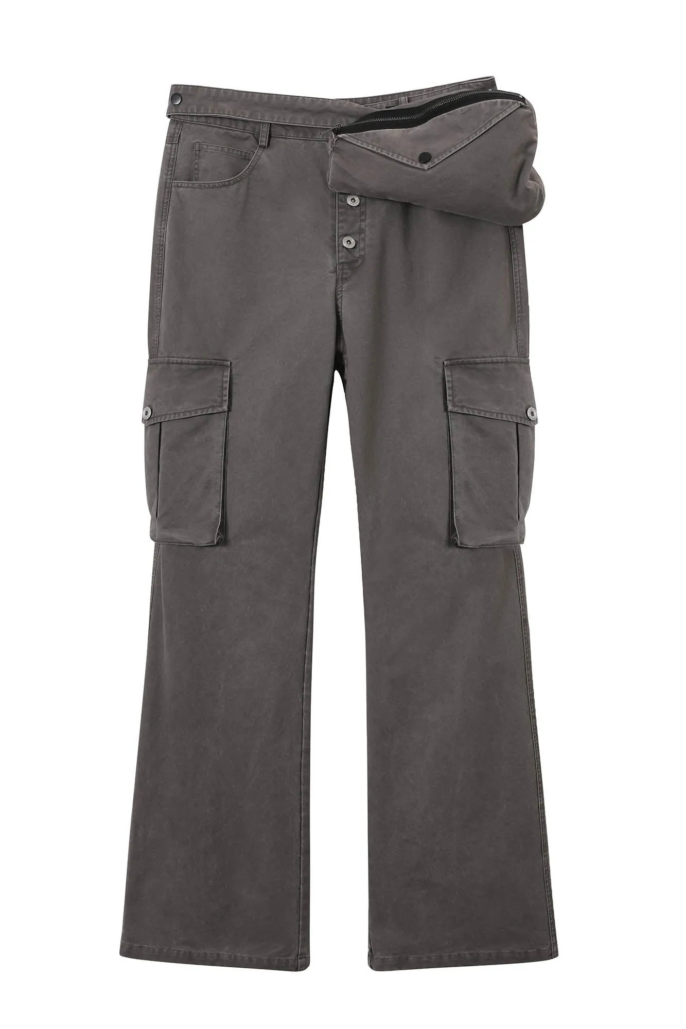 Flared Cargo Pants with Detachable Waist-Bag