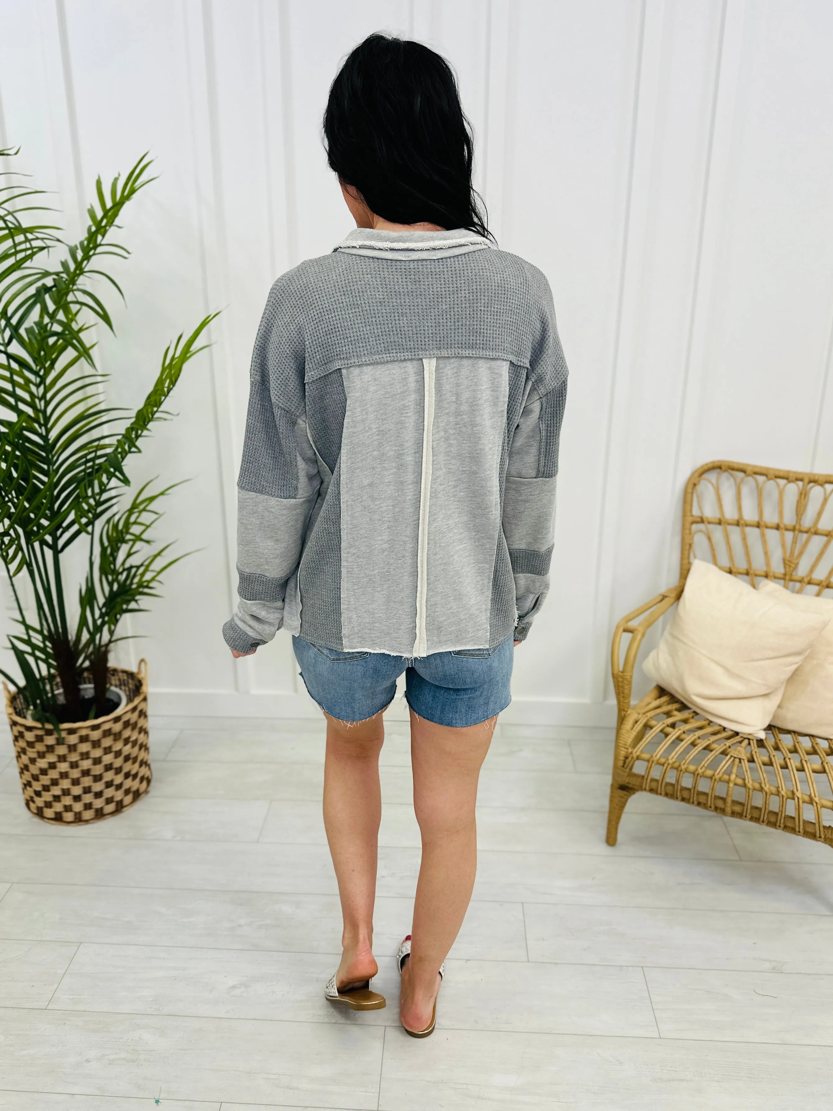 Flattering Style Shacket In Heather Grey