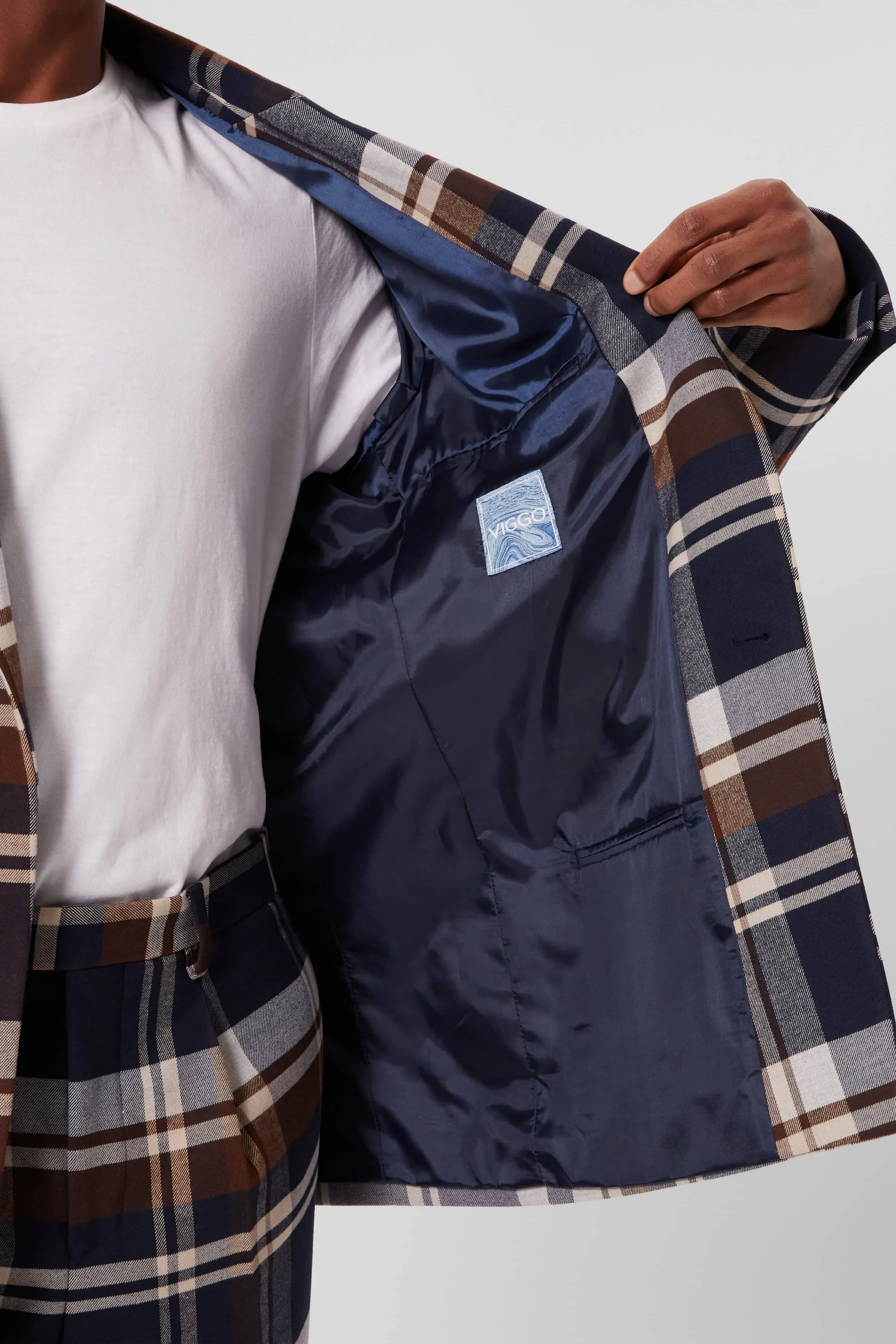 Fontaine Oversized Navy Check Jacket - ARCHIVE