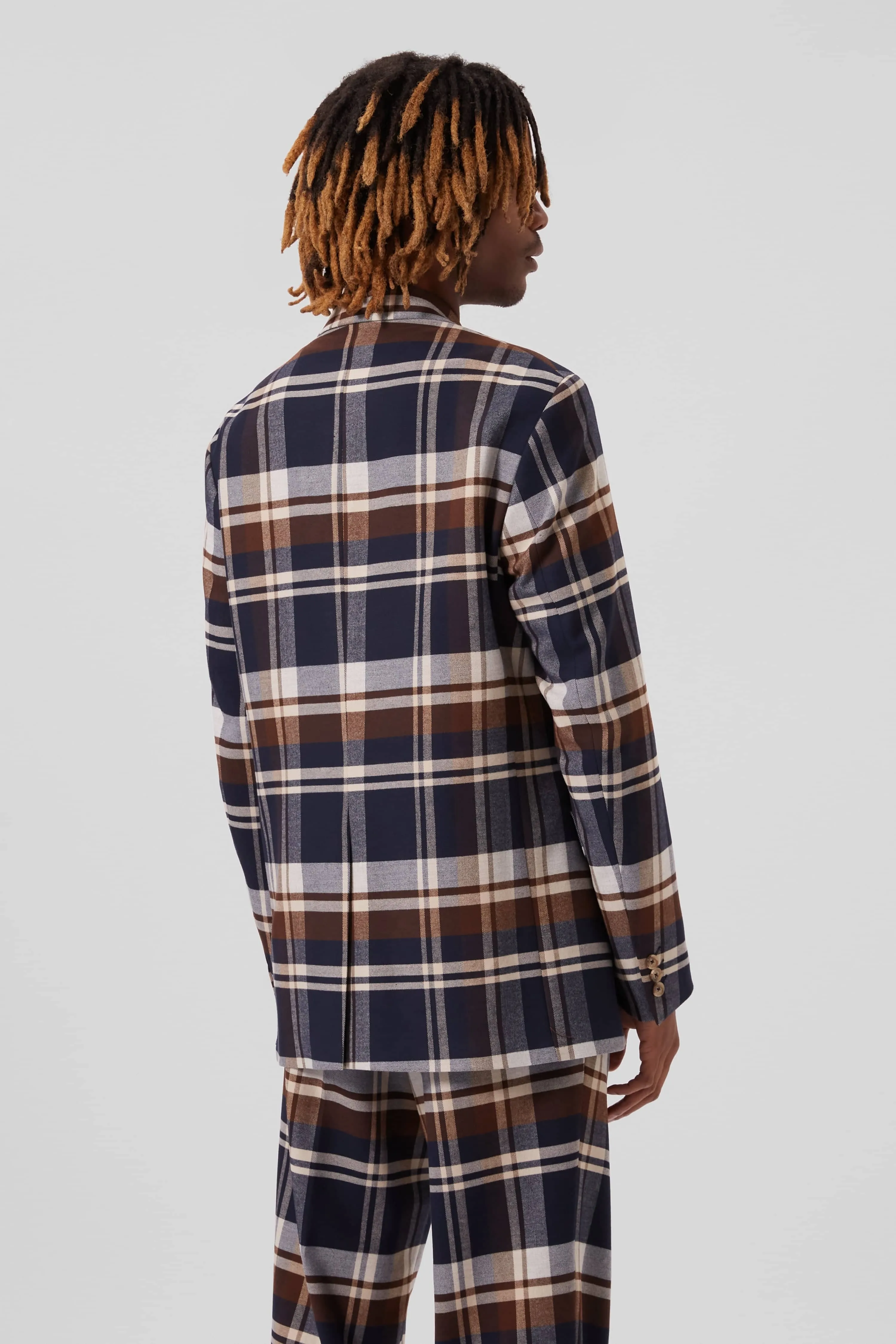 Fontaine Oversized Navy Check Jacket - ARCHIVE