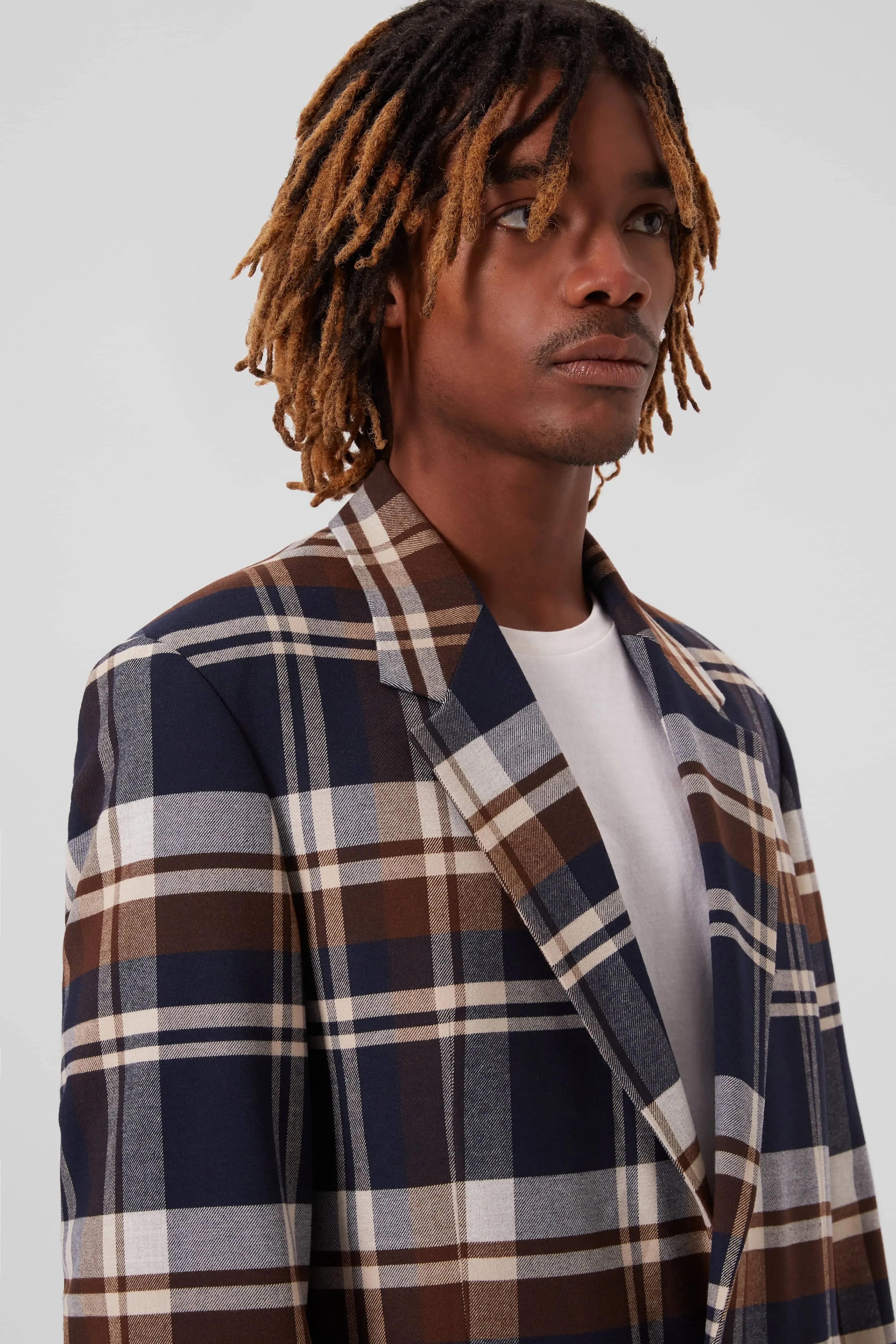 Fontaine Oversized Navy Check Jacket - ARCHIVE