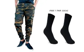 Free socks with Men's fashion trendy cargo pants