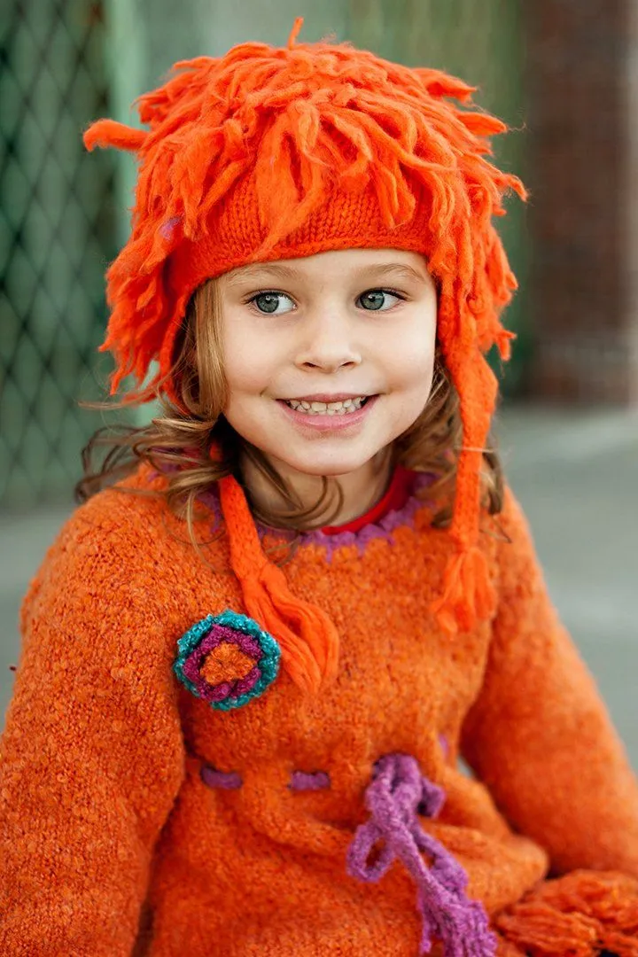 Fringed Kids Earflap Beanie Hat