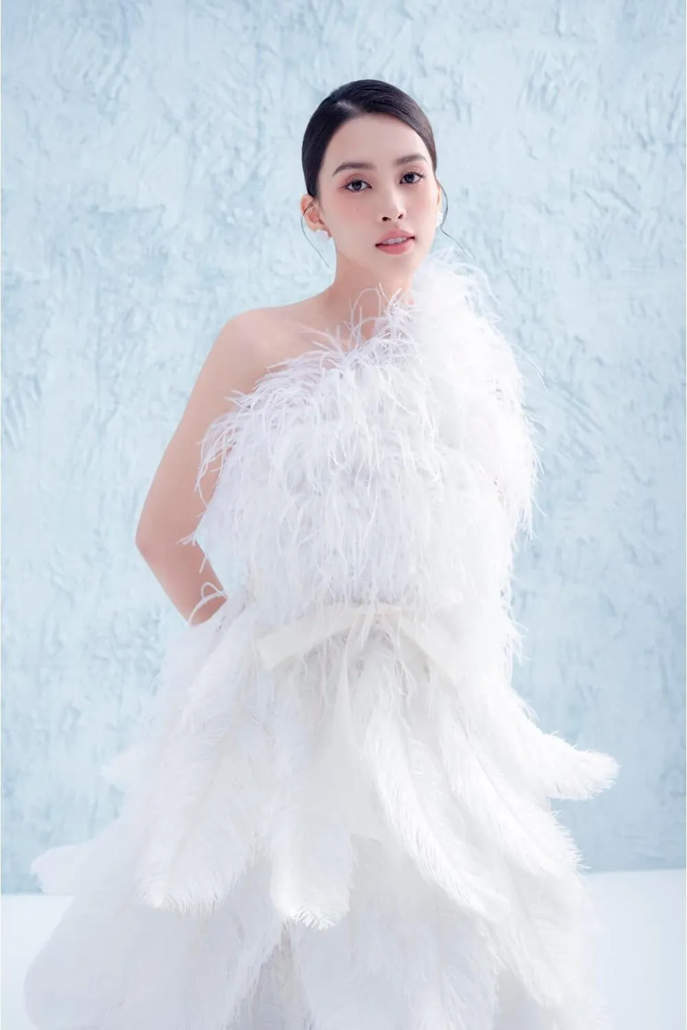 Goddess Flared Layered Feathers High-low Dress