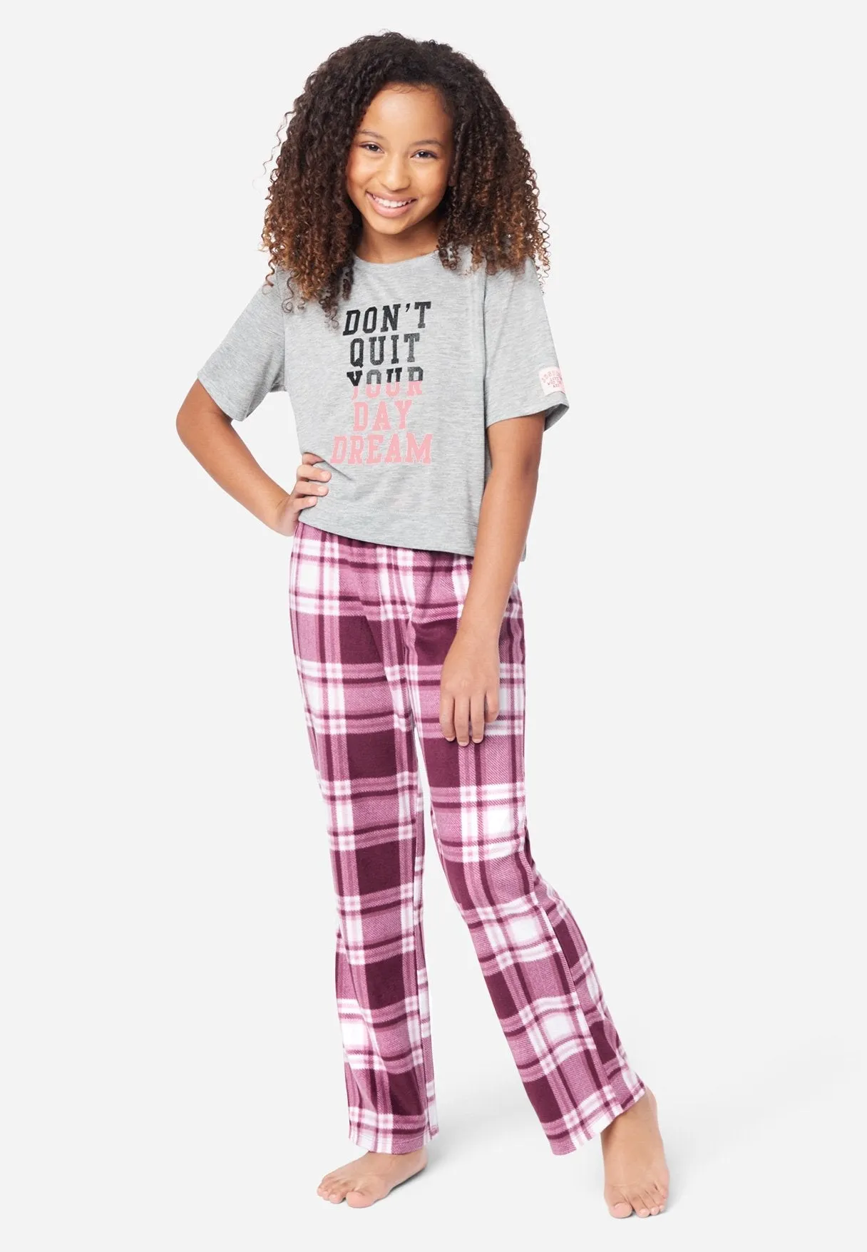 Graphic & Plaid Pajama Set