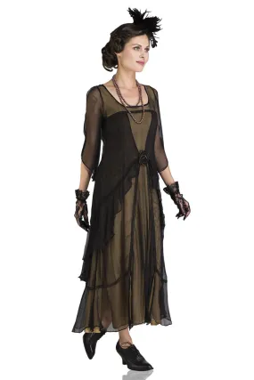 Great Gatsby Party Dress in Black Gold by Nataya - SALE