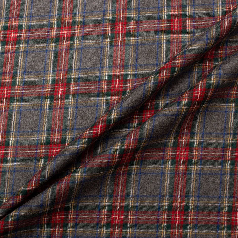 Grey & Multi-Coloured Pure Wool Tartan