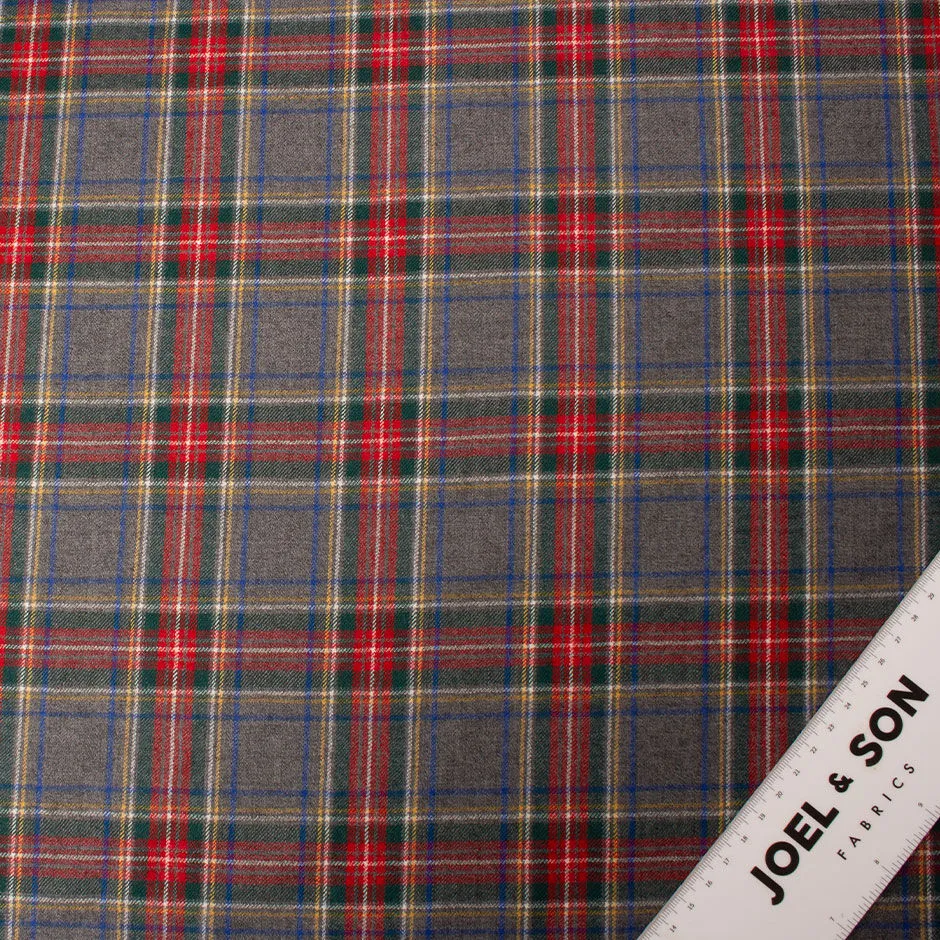 Grey & Multi-Coloured Pure Wool Tartan