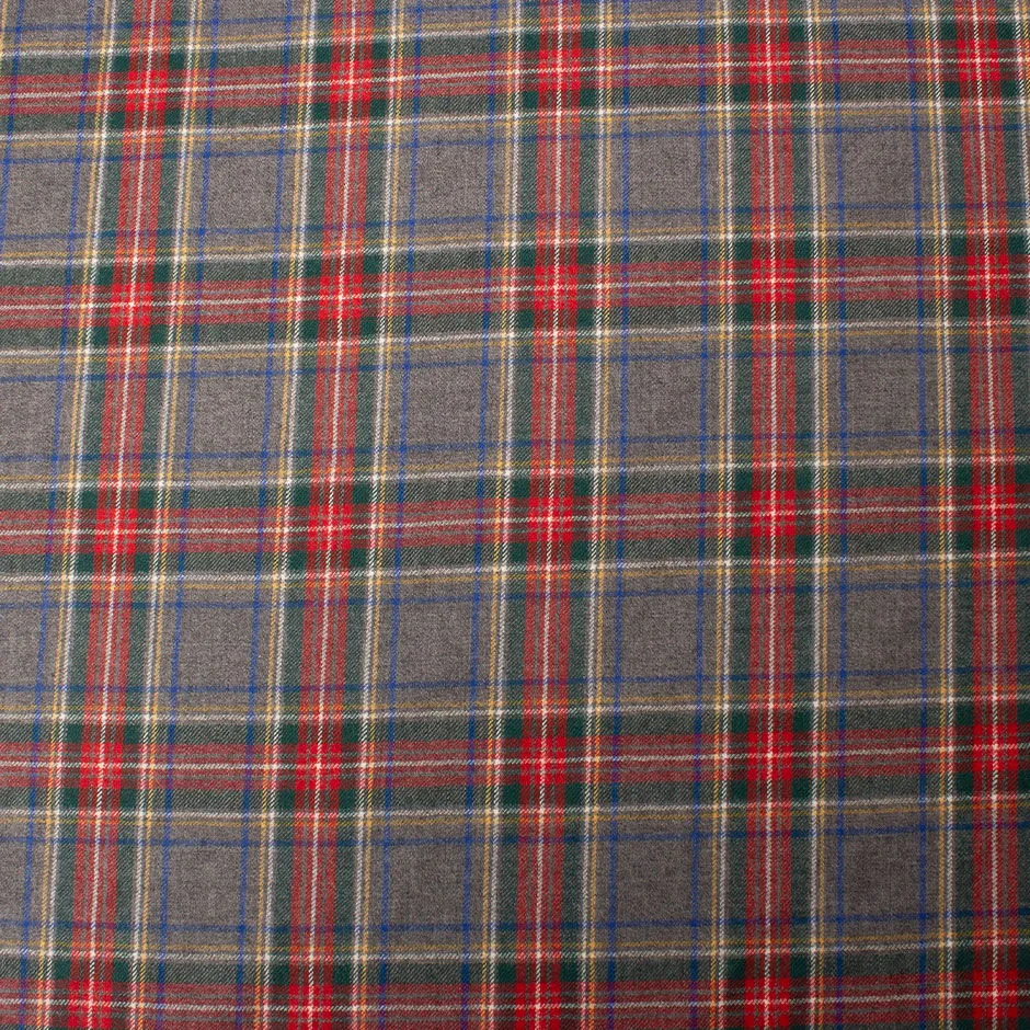 Grey & Multi-Coloured Pure Wool Tartan