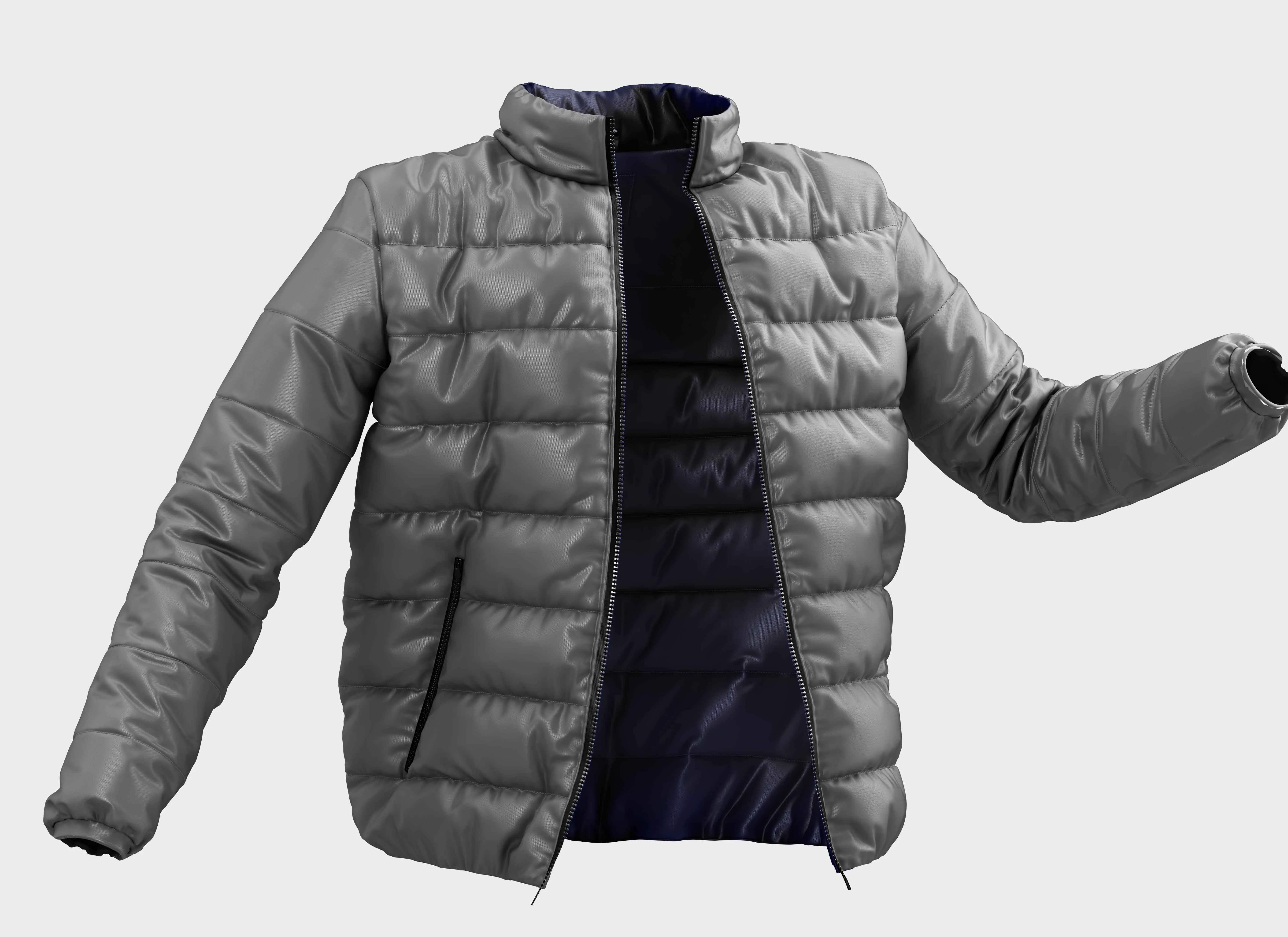 Grey Reversible Puffer Plus Size Jacket