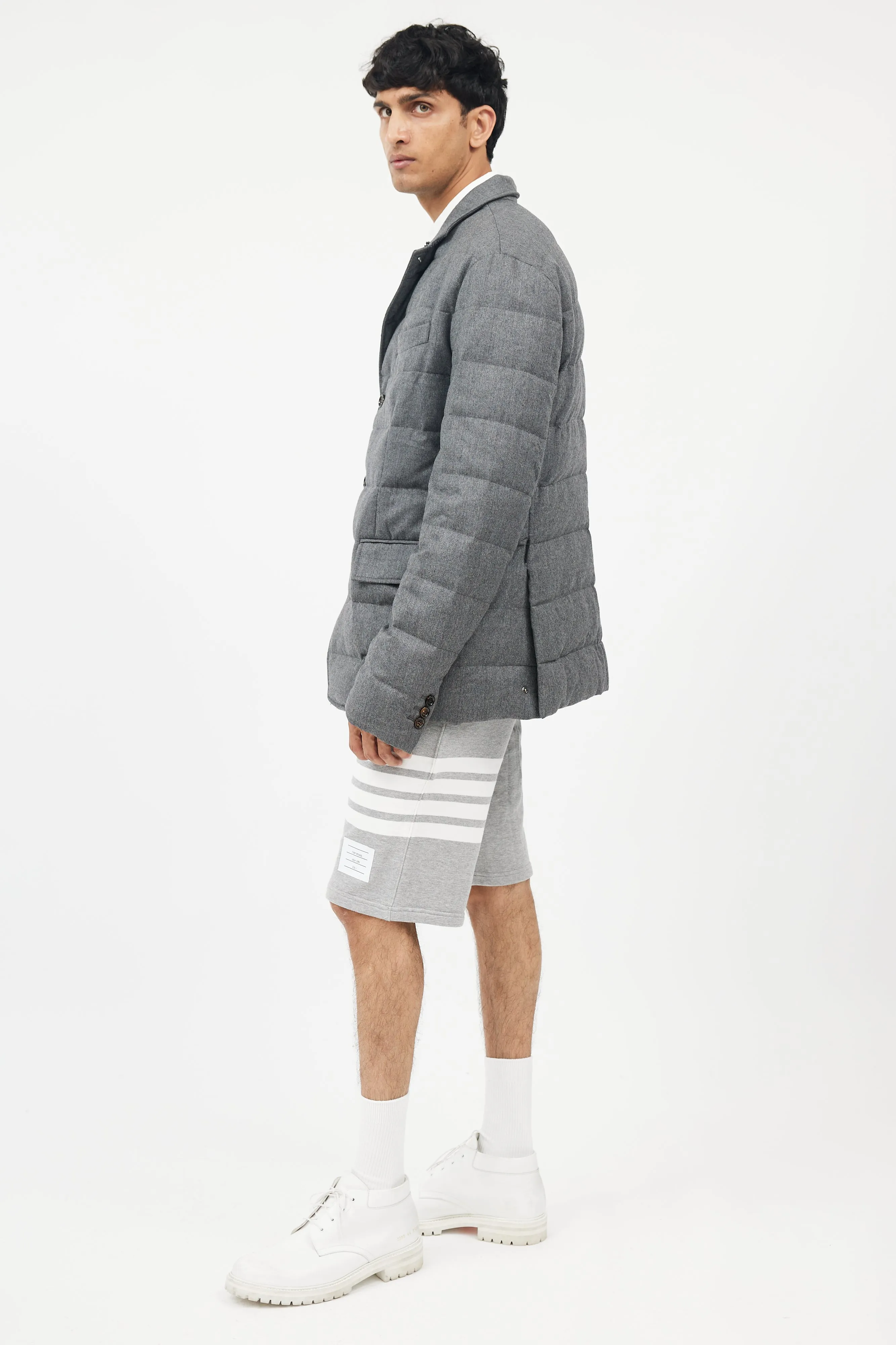 Grey Wool Down Puffer Jacket