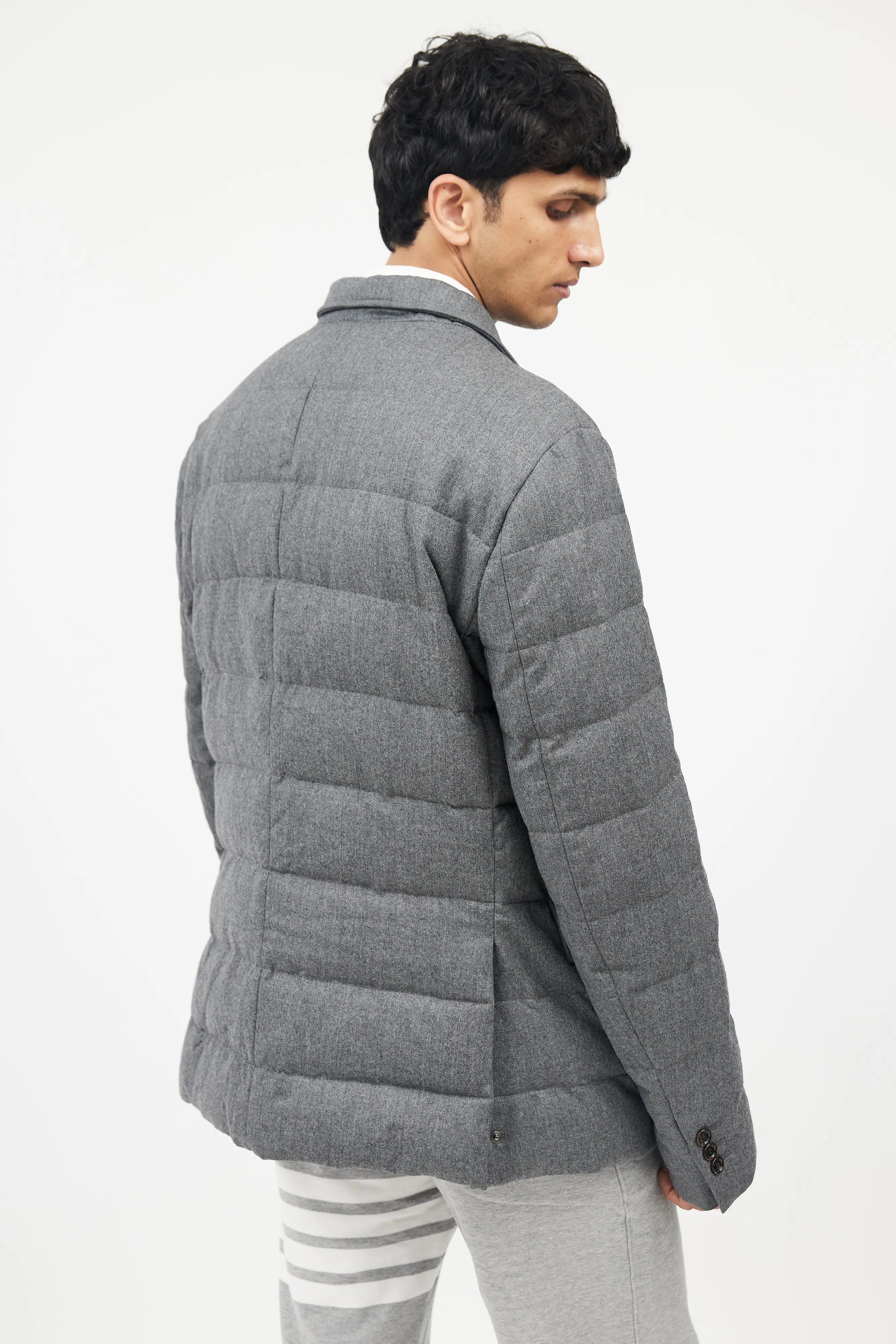 Grey Wool Down Puffer Jacket