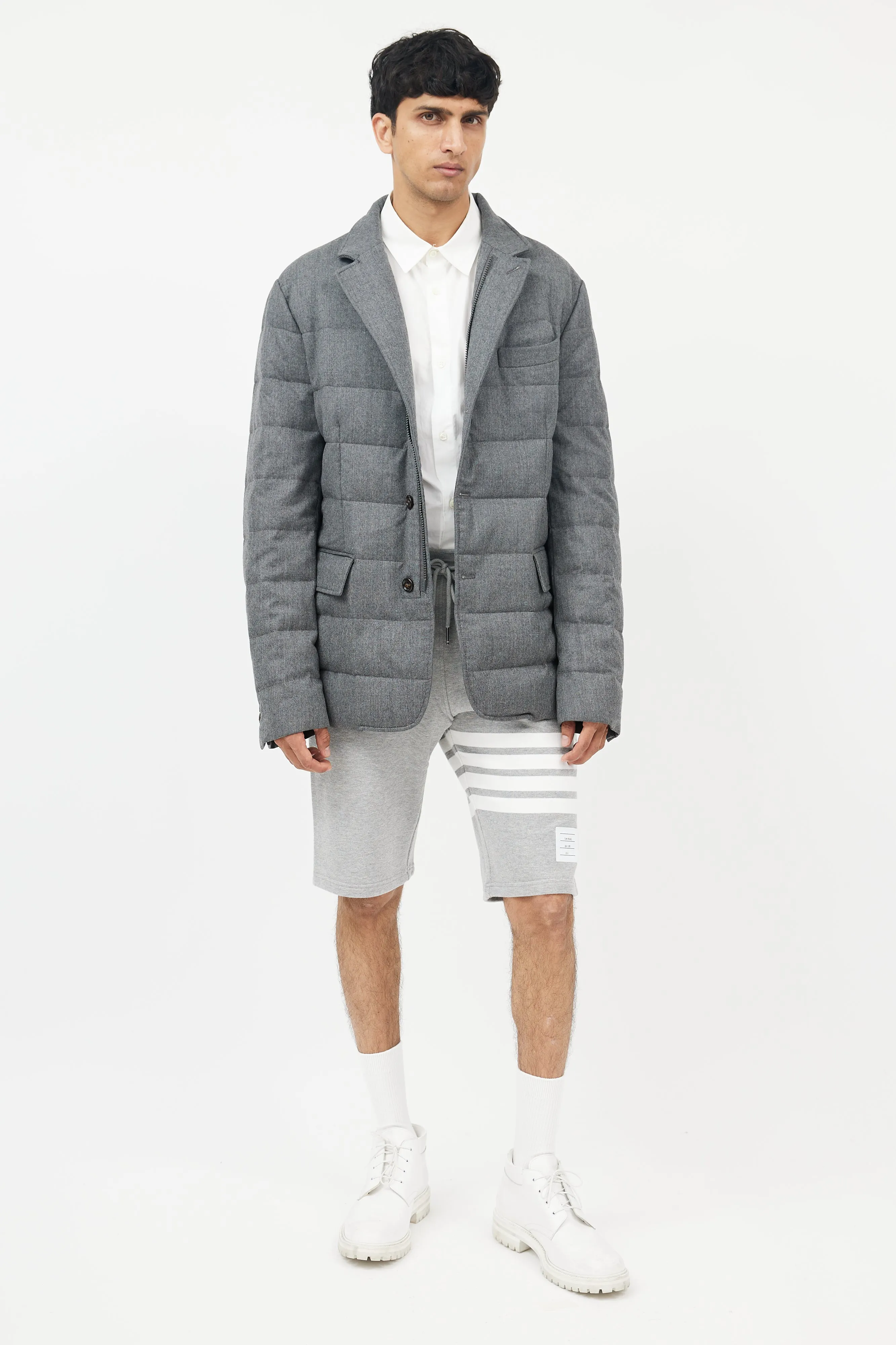 Grey Wool Down Puffer Jacket