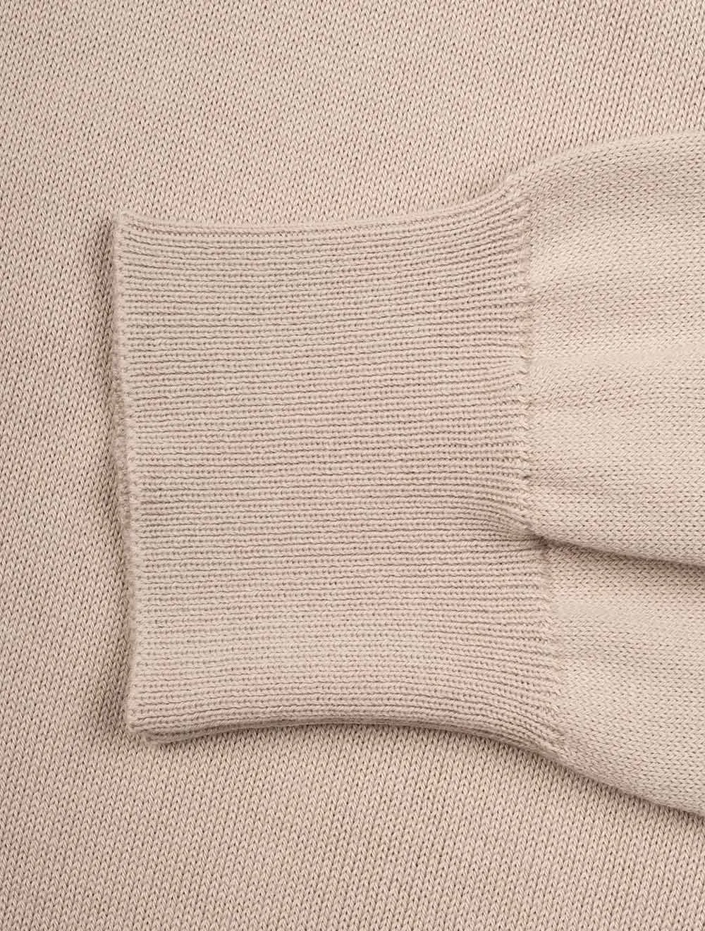 Half Zip Mock Neck Jumper Beige