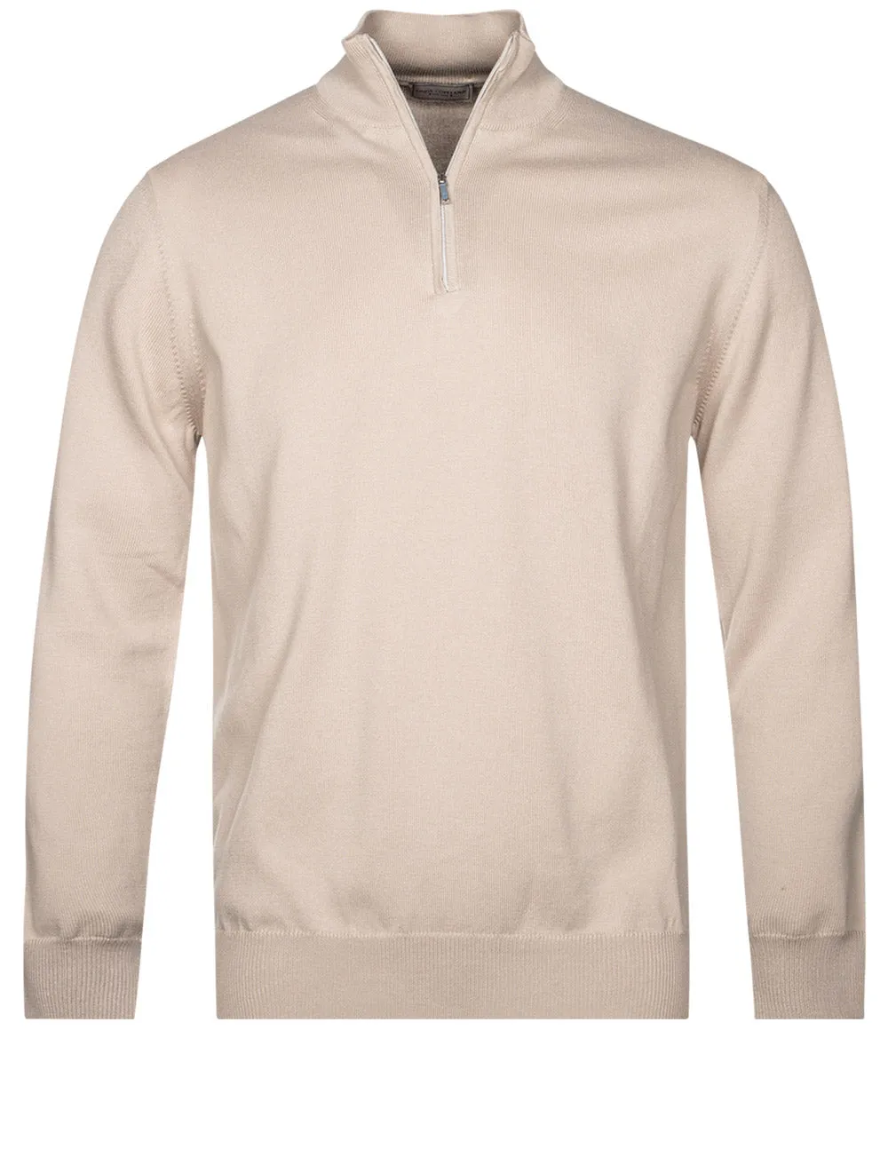 Half Zip Mock Neck Jumper Beige