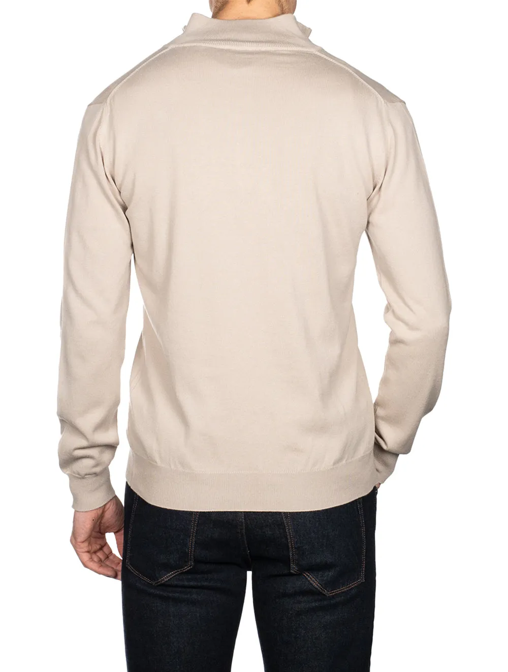 Half Zip Mock Neck Jumper Beige