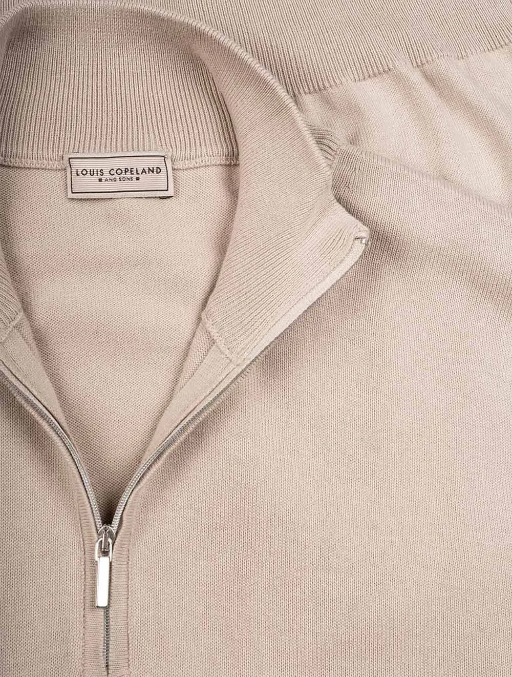 Half Zip Mock Neck Jumper Beige