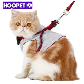 HOOPET Samll Cat Dog Walking Fabric Harness Jacket Leash Set  2 Size Fashion Design High Quality British Style Good Ventilation