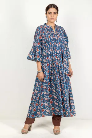 Indigo & Rust Hand Block Jaota Printed Kurta