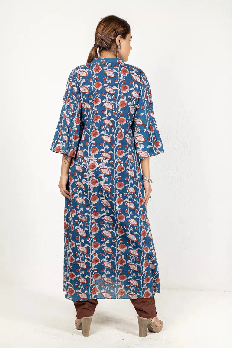 Indigo & Rust Hand Block Jaota Printed Kurta