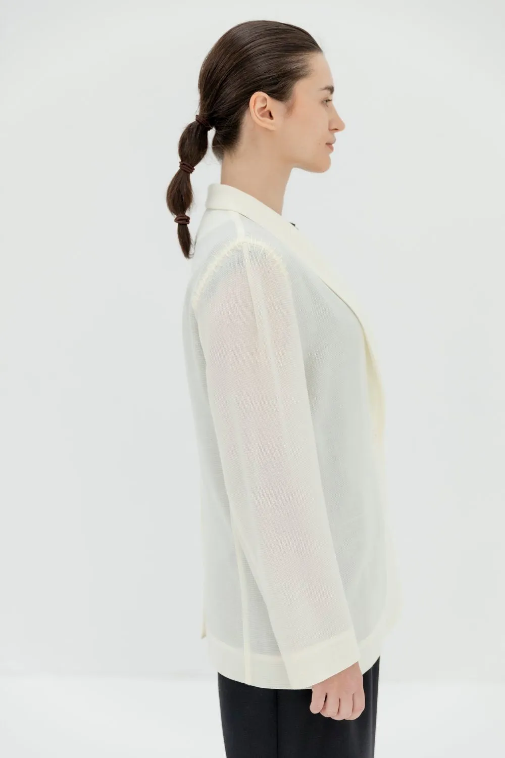 Ivory Blazer-Shirt with a Mohair Weaving by INNNA