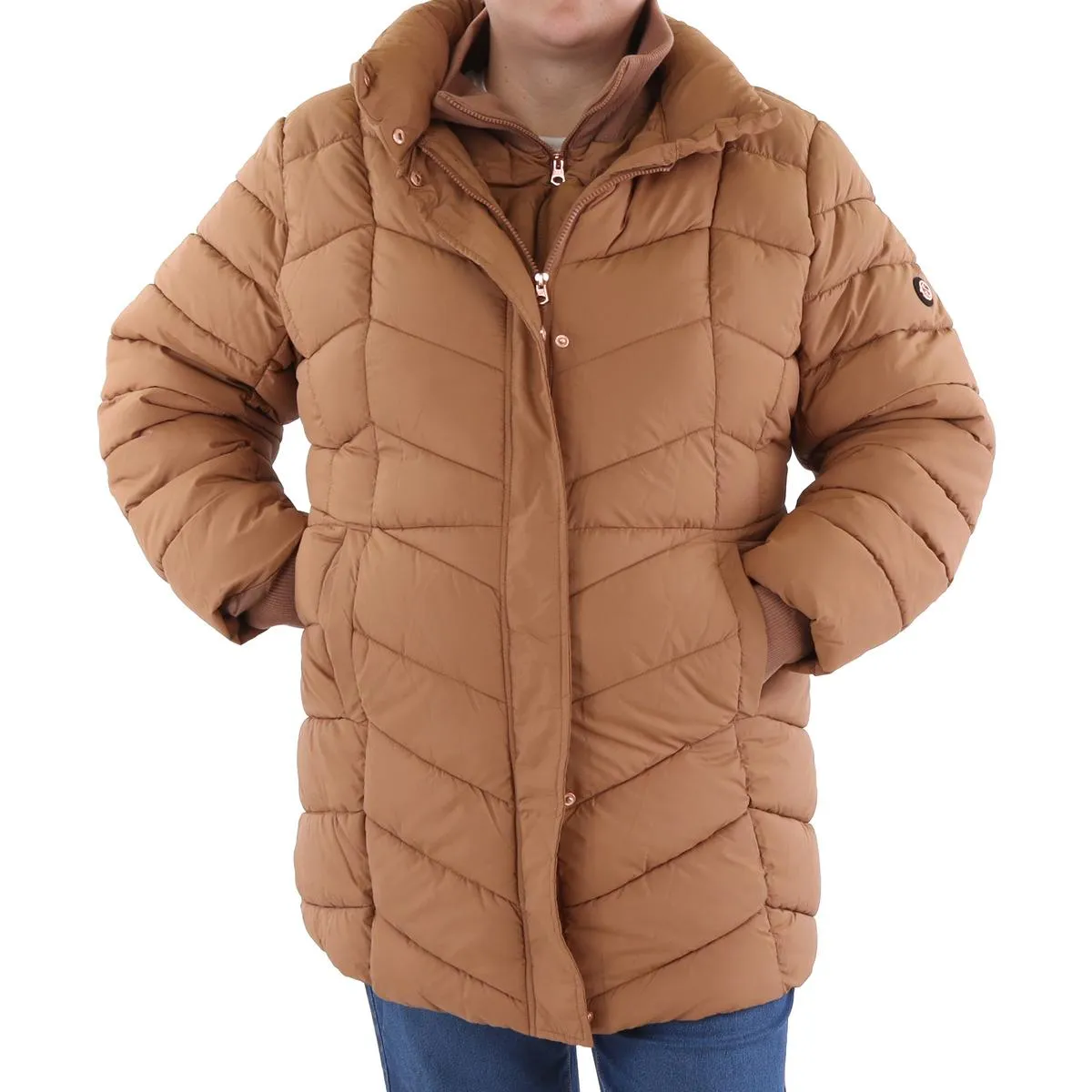 Jessica Simpson Womens Plus Insulated Long Sleeve Puffer Jacket