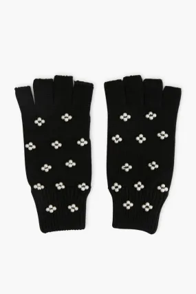 Jet Pearl Cluster Fingerless Knit Gloves