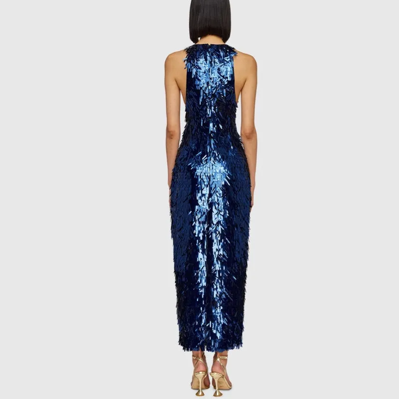 Juliette Sequin High Neck Dress