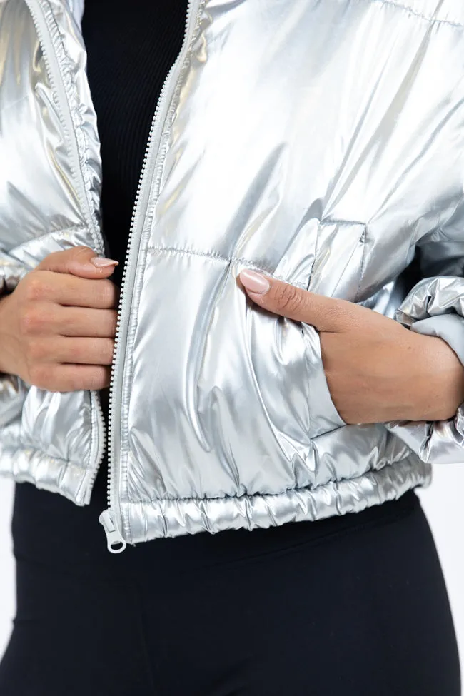 Keep Me Warm Silver Chrome Puffer Jacket FINAL SALE