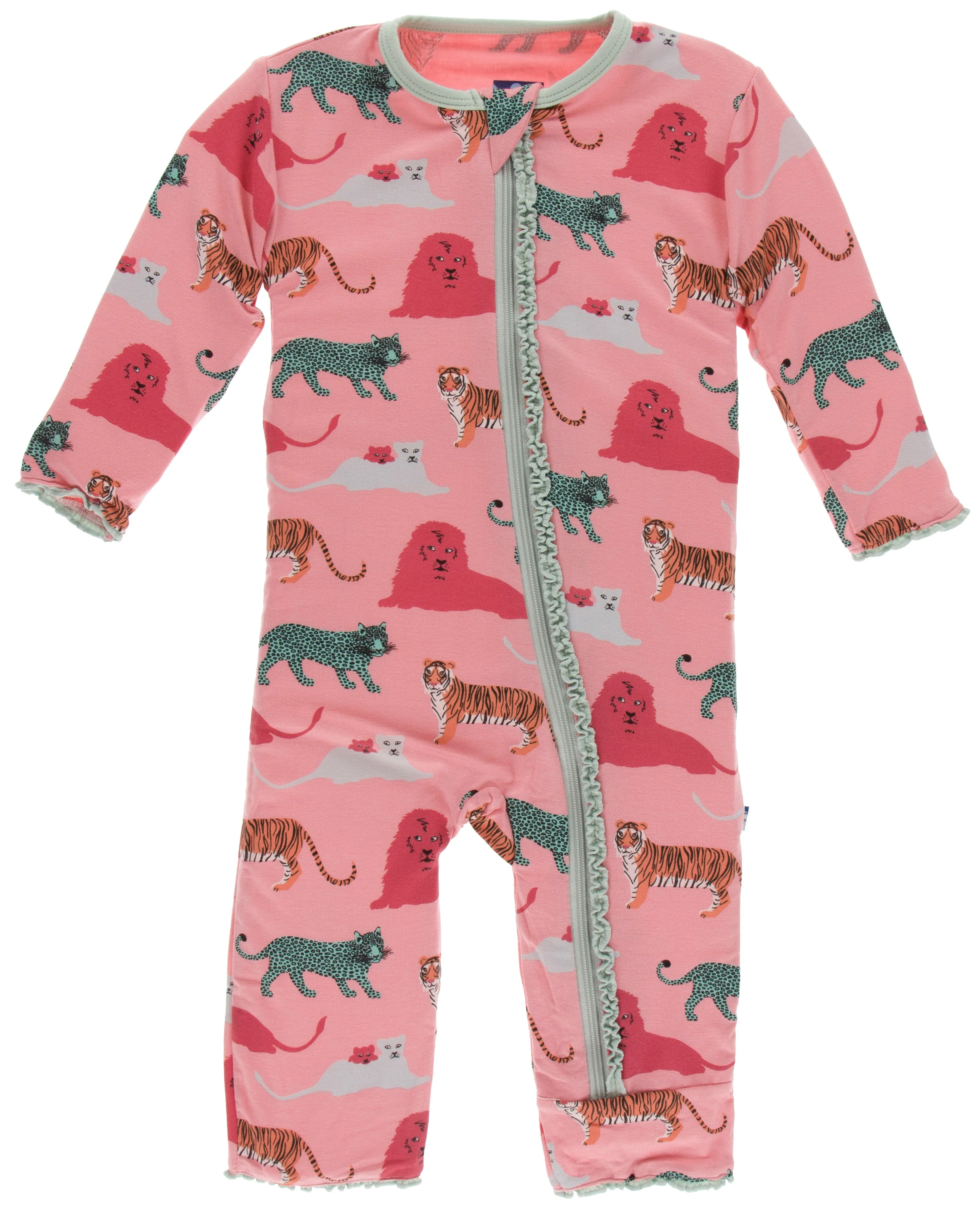 KicKee Pants Strawberry Big Cats Muffin Ruffle Coverall with Zipper