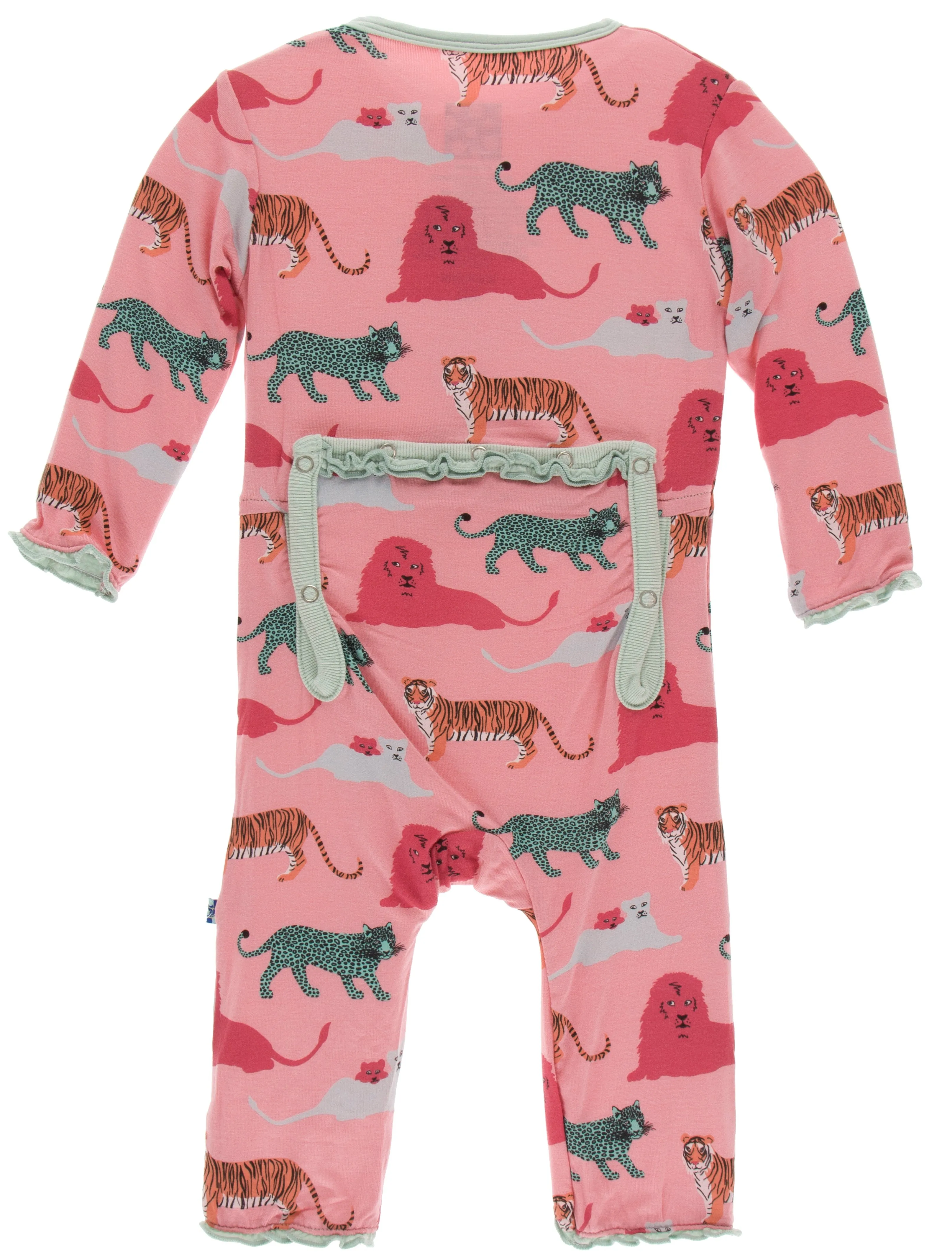 KicKee Pants Strawberry Big Cats Muffin Ruffle Coverall with Zipper