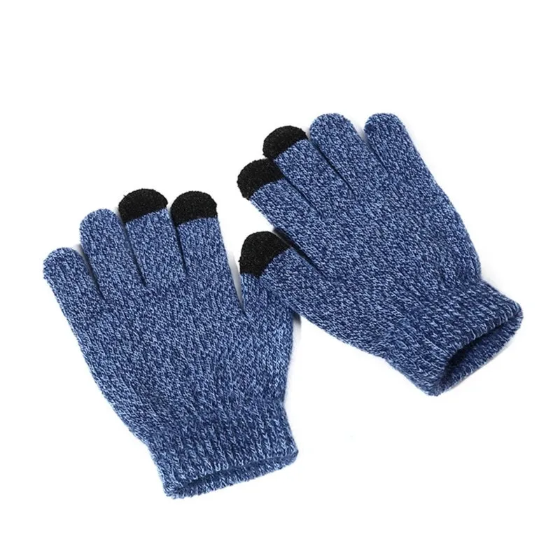 Kids Gloves Winter Touches Screen Gloves Knitted Children Mittens Boys Girls Warm Gloves Thickened Mittens Solid Color D7WF