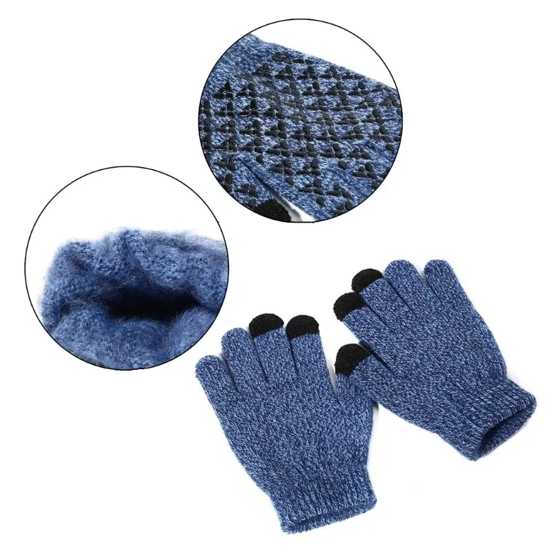 Kids Gloves Winter Touches Screen Gloves Knitted Children Mittens Boys Girls Warm Gloves Thickened Mittens Solid Color D7WF