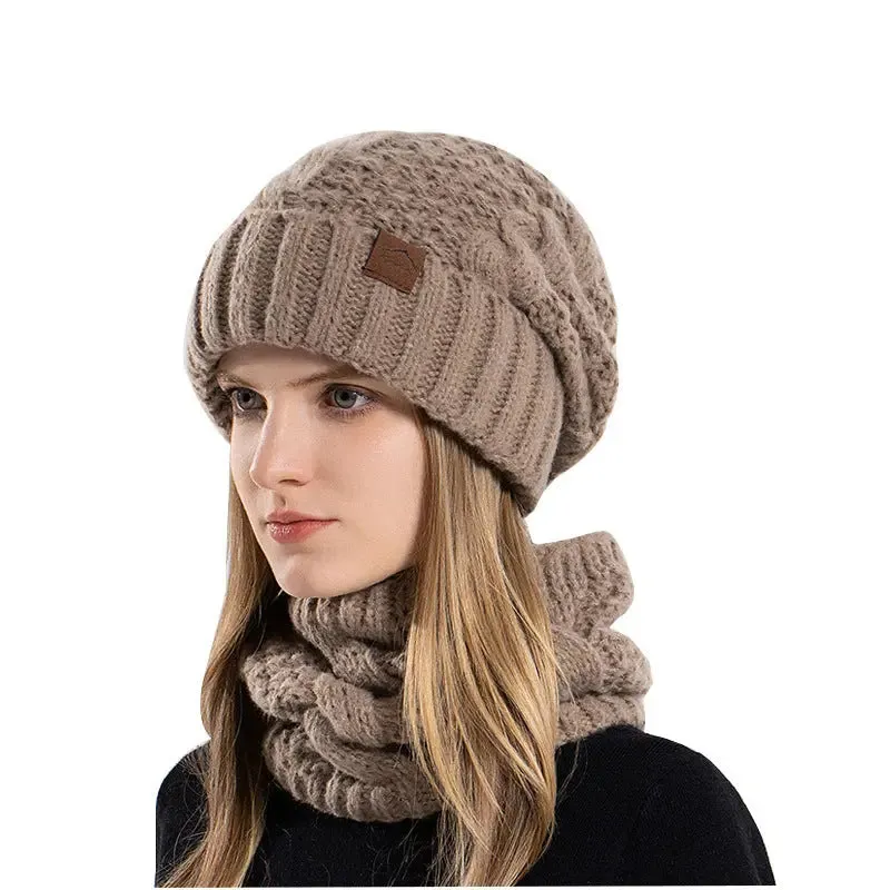 Knitted Hat Earmuffs Scarf Set