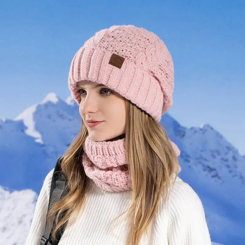 Knitted Hat Earmuffs Scarf Set