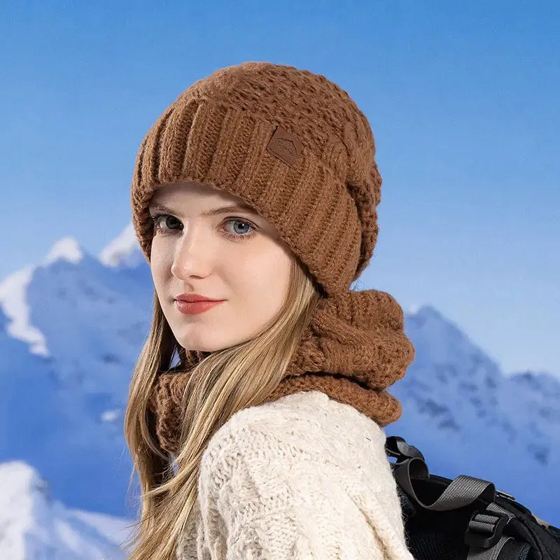 Knitted Hat Earmuffs Scarf Set