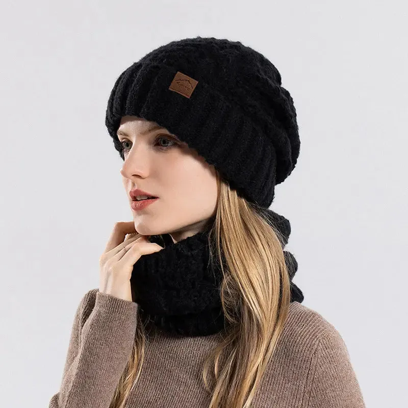 Knitted Hat Earmuffs Scarf Set