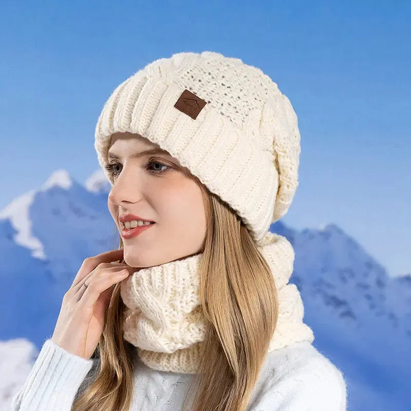 Knitted Hat Earmuffs Scarf Set