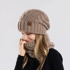 Knitted Hat Earmuffs Scarf Set